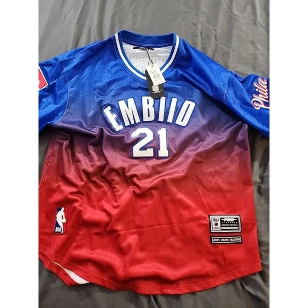 Pro Standard Post Joel Embiid Royal/Red Philadelphia 76ers Ombre Jersey 2XL XXL‎ - Picture 4 of 9